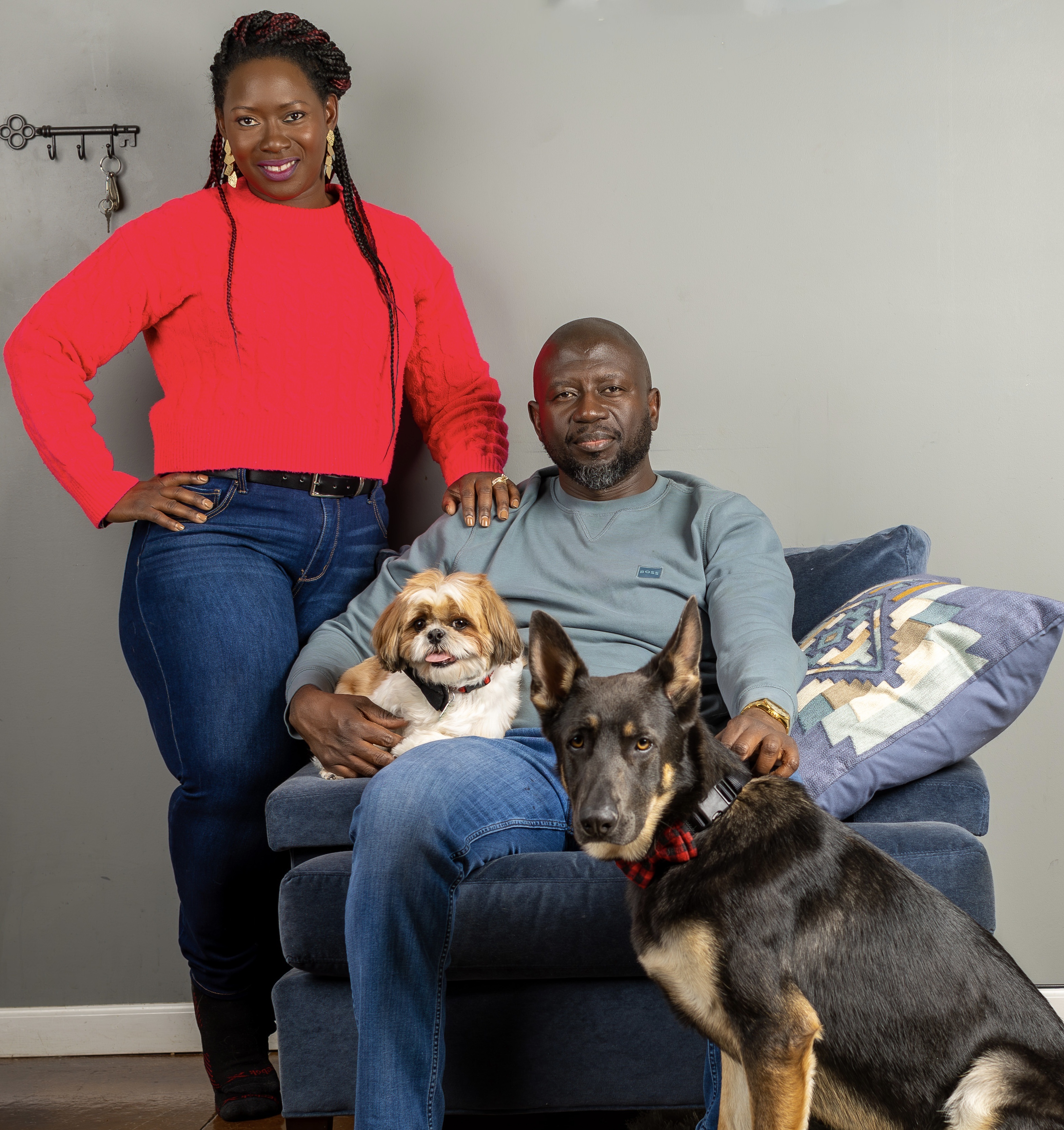 Fusion Senior Care Homes family owners with their pets